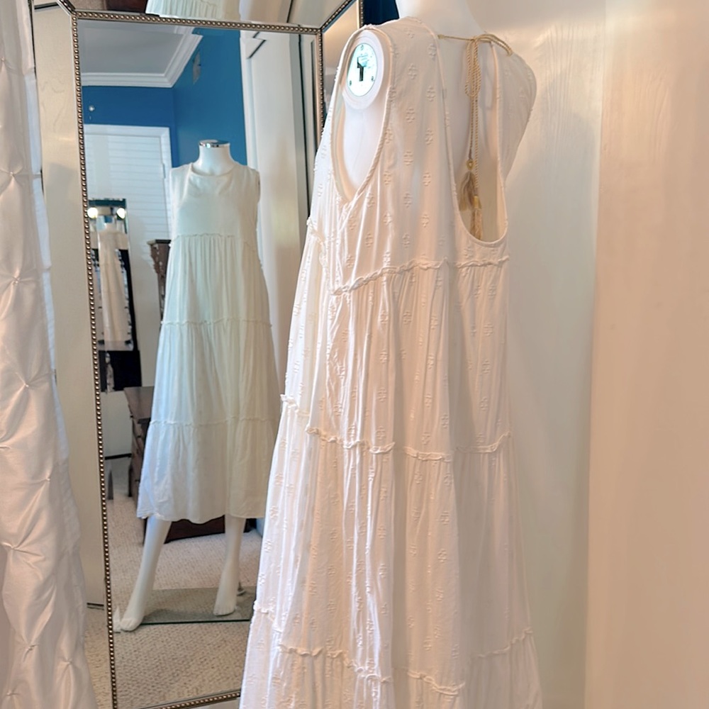 End of Summer Dress Sale White Cotton Sleeveless Midi